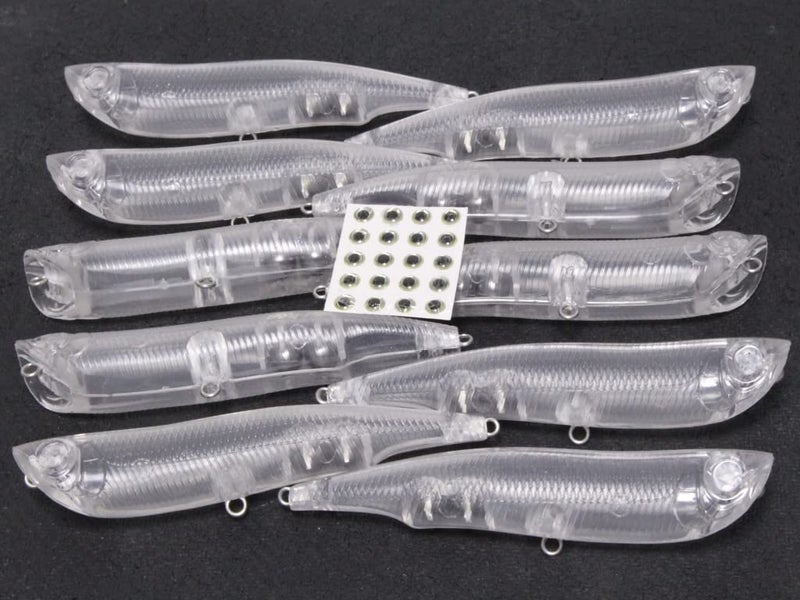 wLure 10 Blank Unpainted Popper Topwater Twitch Fishing Lures UPW622 - Image 2